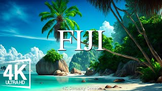 FLYING OVER FIJI  Relaxing Music With Beautiful Natural Landscape  Videos 4K