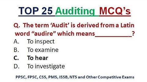 Auditing Top 25 MCQs | Auditing Most Important MCQs