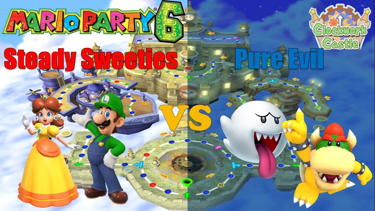 Mario Party 6 - Daisy & Luigi vs Koopa Kid & Boo - Clockwork Castle