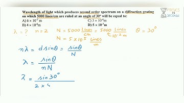 MDCAT 2017 MCQ: Calculation of wavelength for second order of diffraction in diffraction grating