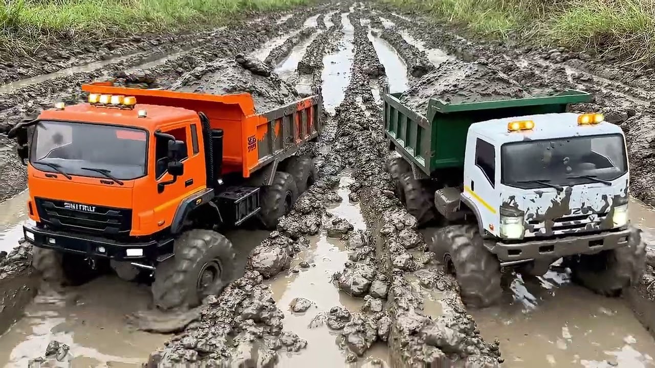 ISUZU RC SOIL TRUCK MUD CHALLENGE 🚚💦 | Heavy Dump Trucks Off-Road