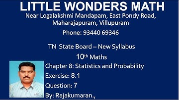 TN State Board 10th Maths CHAPTER 8: Statistics and Probability Exercise 8.1; Question – 7