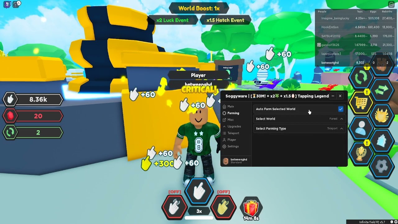 [Roblox ]Tapping Legends X Script Auto Farm and More