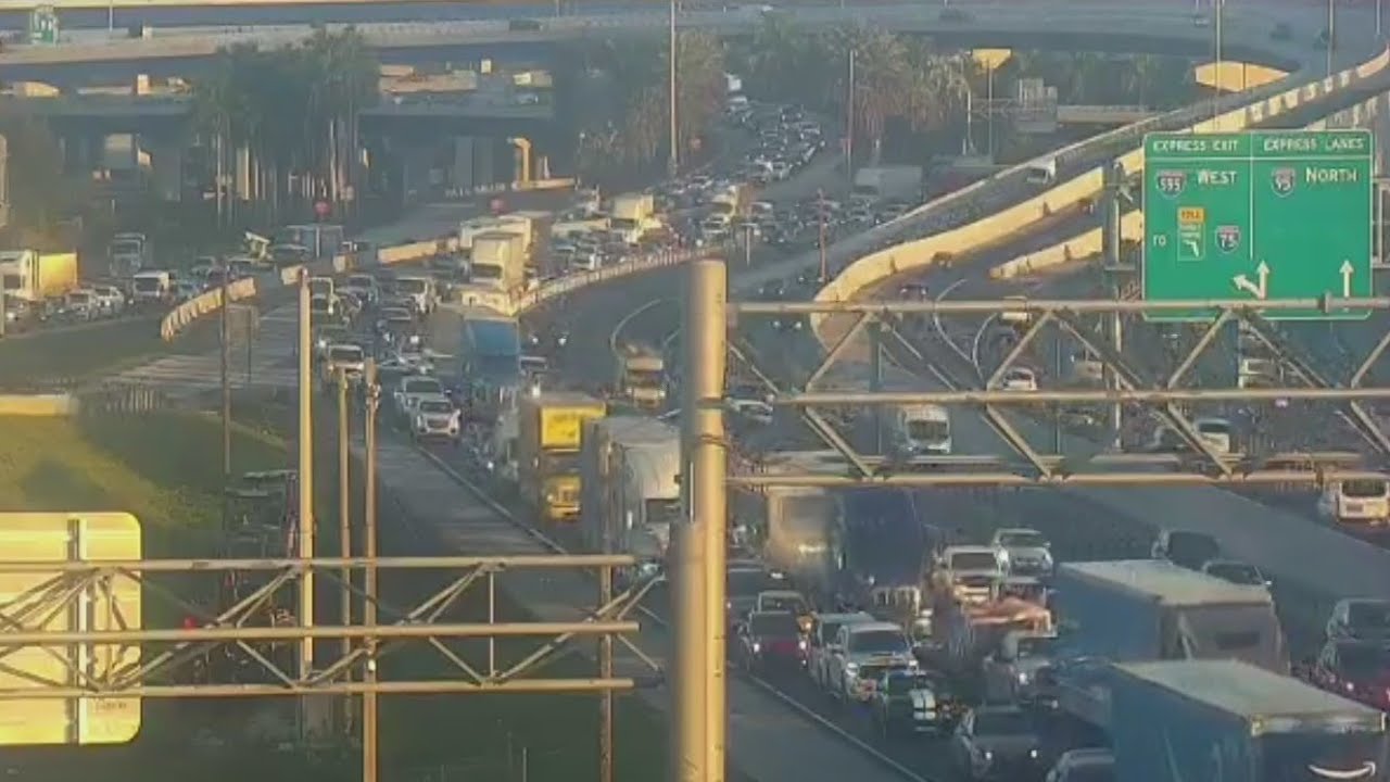 Crashes cause major backup on Interstate 95 in Broward County - YouTube
