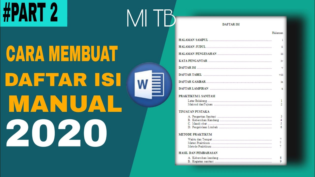 Cara membuat daftar isi manual