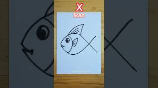 Menggambar ikan dari huruf X