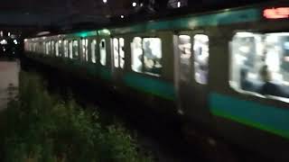 E231系0番台マト121編成+マト117編成柏駅高速入線=到着