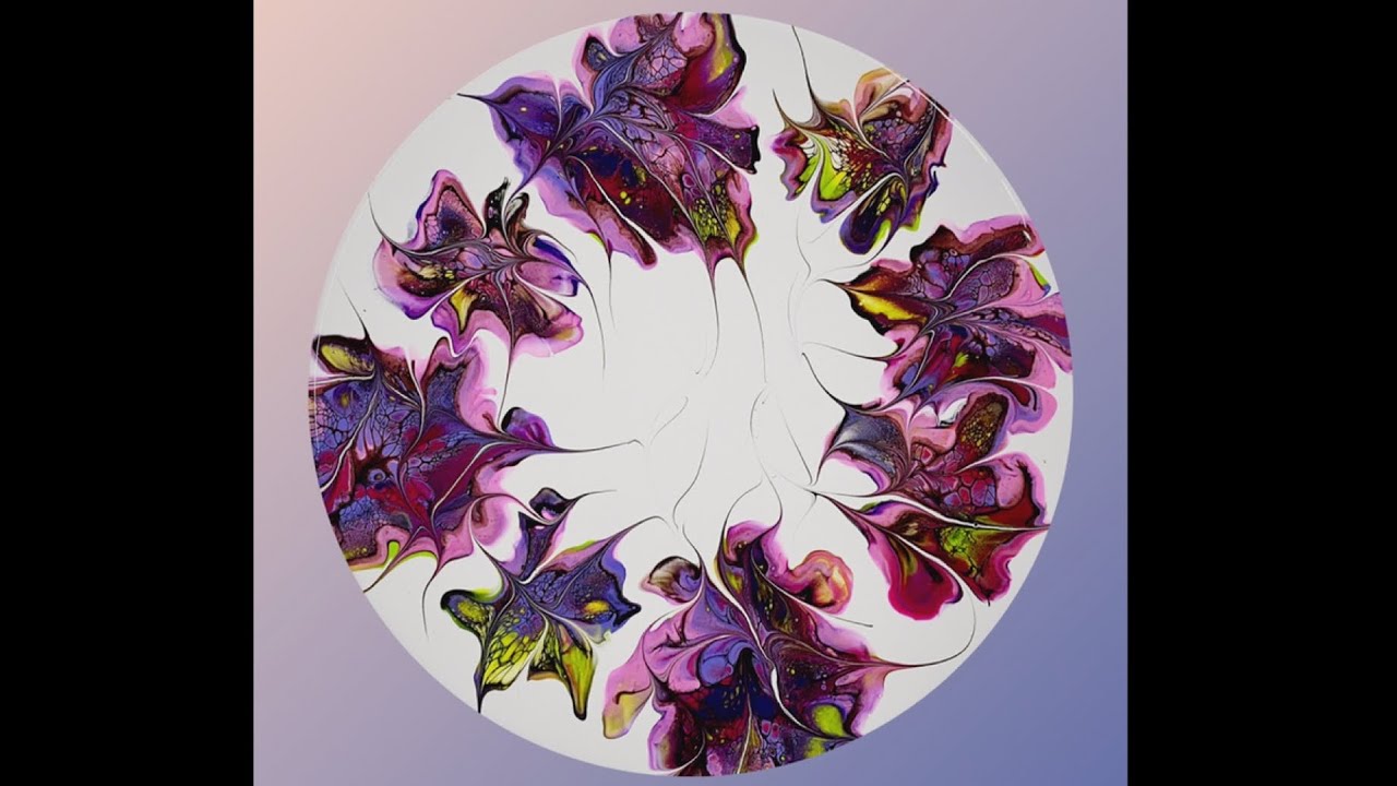 (884) Blooms Modified Technique on Round Canvas, Acrylic Paint Pouring ...