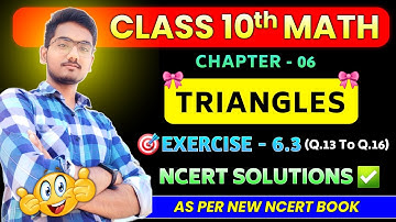 Chapter 6 Triangles Class 10 Maths | Exercise 6.3 (Q.13 To Q.16) New Ncert Solutions | Must Watch 🎯