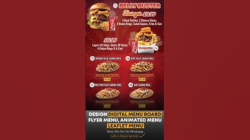 Design Leaflet menu, Digita menu board, Menu card for Restaurants