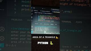 Area of triangle 📐 #coding #python #programming #engineering #love #status #reels #area