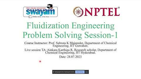 NPTEL-Fluidization Engineering July 2023 Problem solving session-Week 1