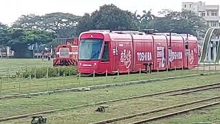 20220130 高雄輕軌KLRT Alstom Toshiba廣告列車 哈瑪星站 上行離站 North bound LRT Hamashing station Train depart