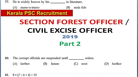 SECTION FOREST OFFICER 2019 / CIVIL EXCISE OFFICER 2019 SOLVED PAPER (PART 2 )