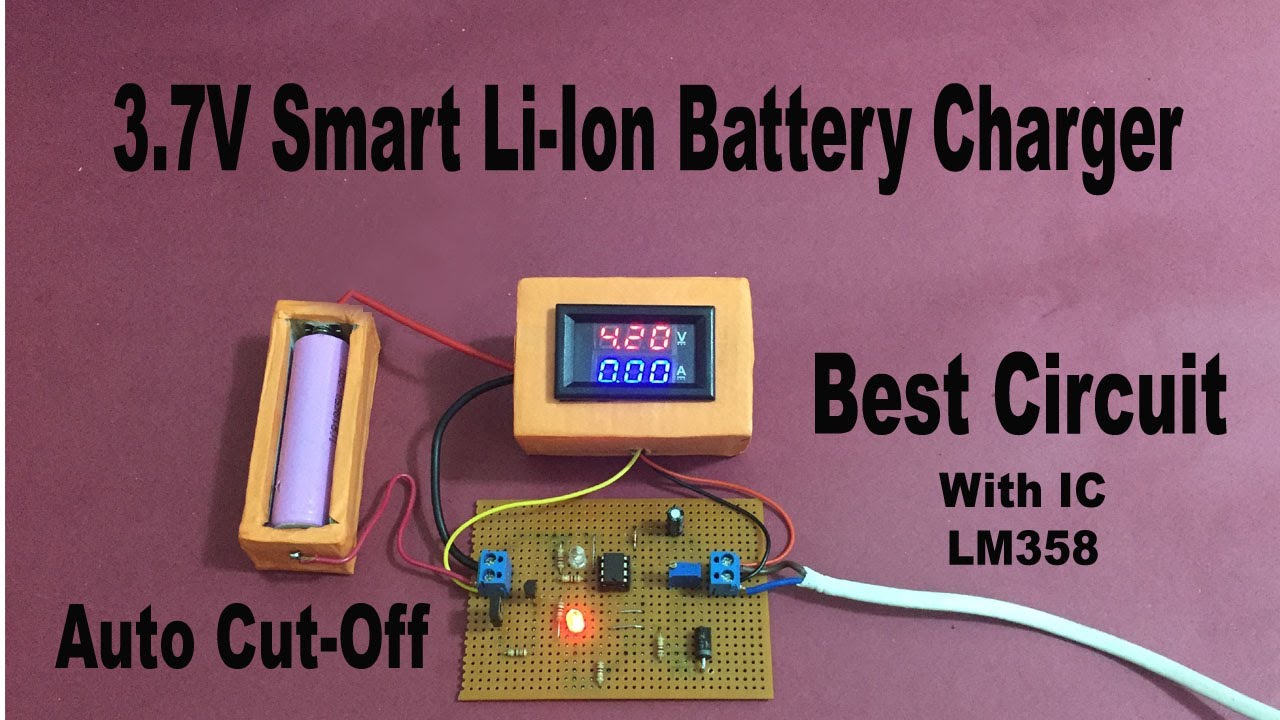 Simple 3.7V li-ion battery charger Circuit using lm358 / - YouTube