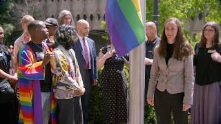 City & community leaders raise LGBTQ+ Pride Flag at City Hall
