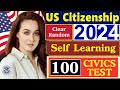 2024 EASY Answer Slow USCIS Official 100 Civics Questions and Answers US Citizenship Interview 2024