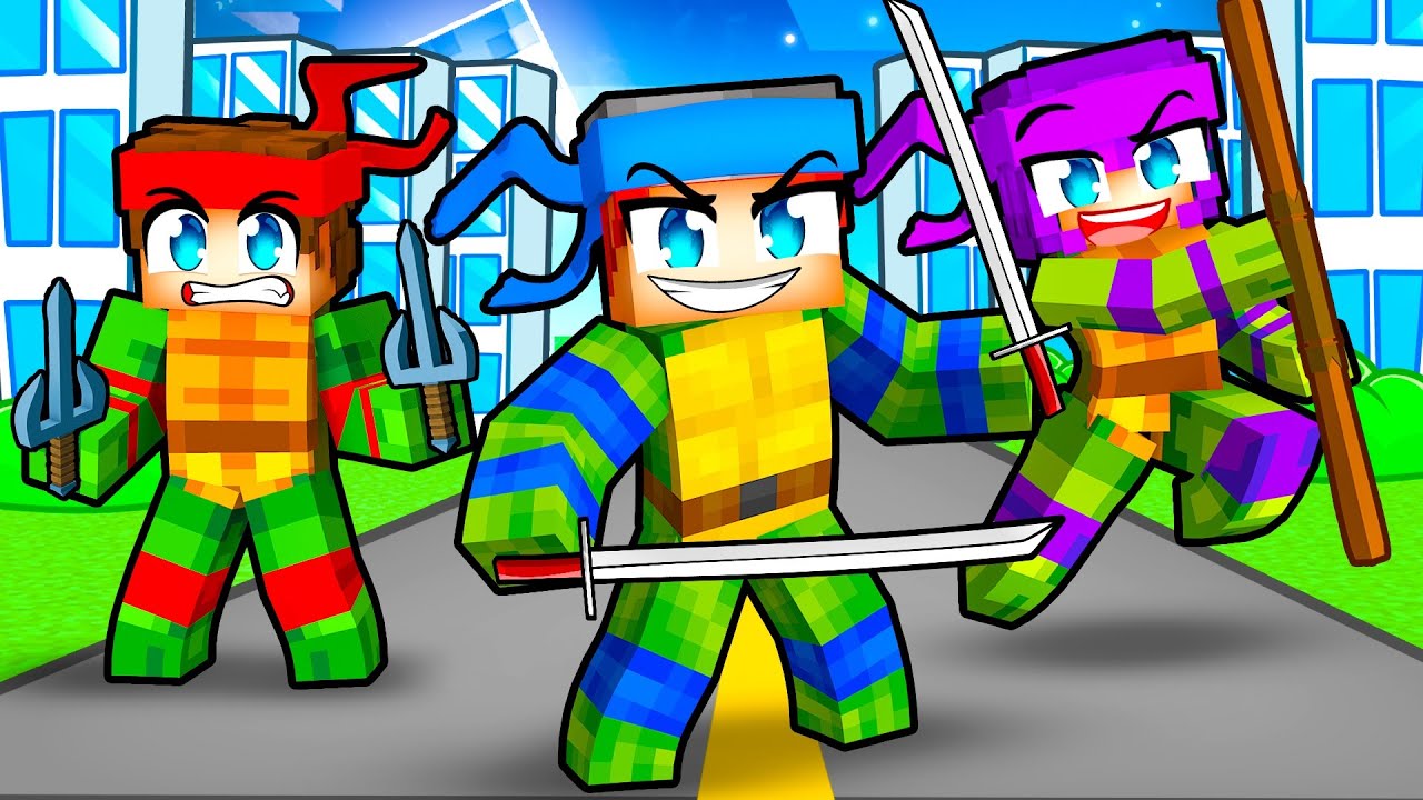 Having a NINJA TURTLE Family in Minecraft!