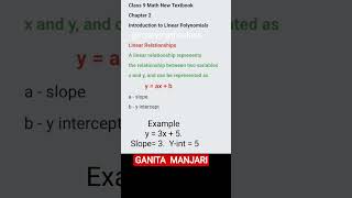 #shorts Class 9 Math Chapter 2 Introduction to Linear Polynomials/ Linear Relationship #maths#ncert