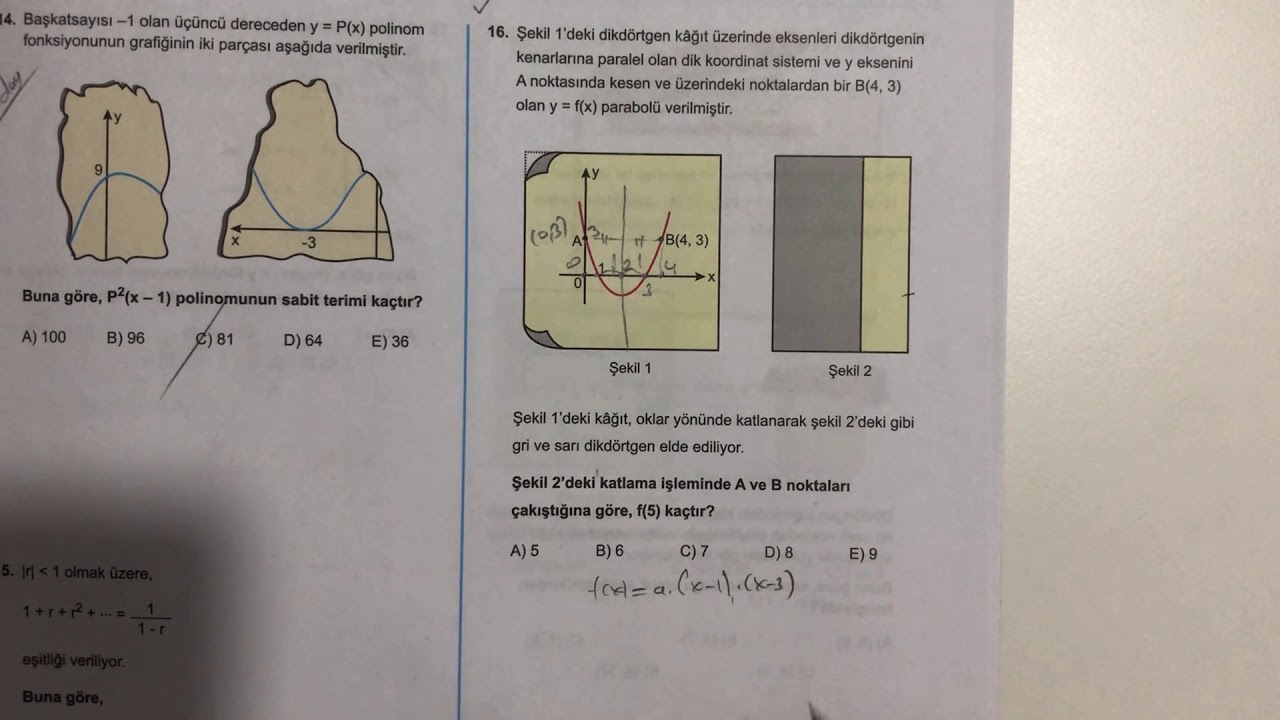 Öğretici 3 Soru ''KOMBİNASYON, PARABOL, POLİNOM'' 3D 'den..