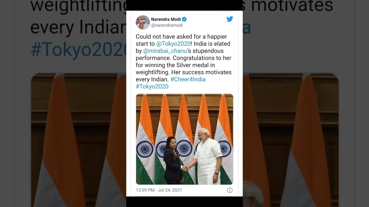 ⁣PM Modi Cheers Mirabai Chanu's Silver Olympic Medal Win #shorts #Cheer4India #Tokyo2020