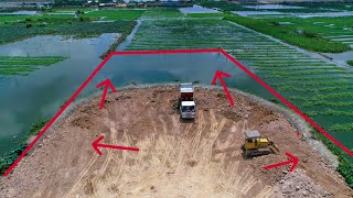 Succes 80% for  Pouring soil for construction Dump truck  with Bulldozer komatsu D31P by 63Dump truck  163 views 1 day ago 1 hour, 1 minute