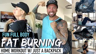 Full Body Backpack Workout Home Workout To Burn Fat & Build Muscle W Household Items No Equipment
