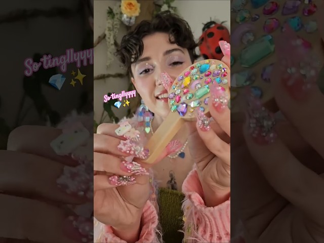 Bedazzled Wooden Makeup is EXTREMELY tingly 😴 #asmr #bedazzled #asmrtapping