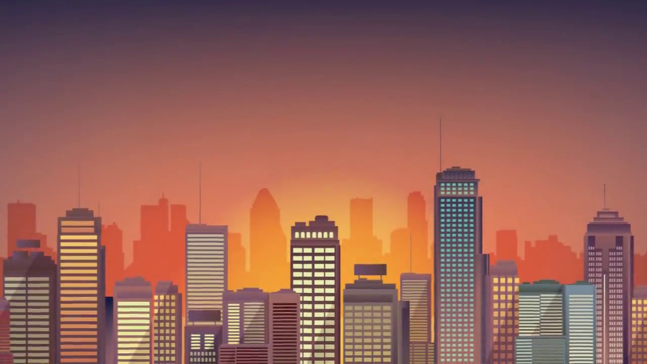 Background video animation of sunrise in the city - YouTube