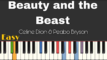 Celine Dion & Peabo Bryson - Beauty and the Beast  | Easy Piano Tutorial  + Sheet