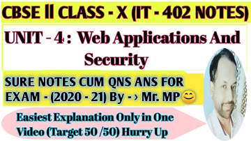 CLASS- X - IT-402 II UNIT-4 : WEB APPLICATIONS AND SECURITY IMP. QNS ANS II Term-2