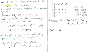 1.7 Subgroups continued - cyclic subgroups