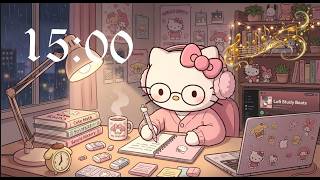 15 Minute Study Timer with Hello Kitty 🎀 | Cute Study Time for Kids | Focus & Learn News