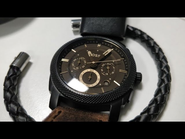 Fossil Machine Three-Hand Date Black Stainless Steel FS5971 - YouTube
