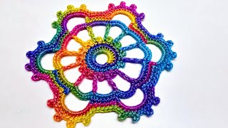 How To Crochet Easy Crochet Doily Motif - Paddle Wheel Motif