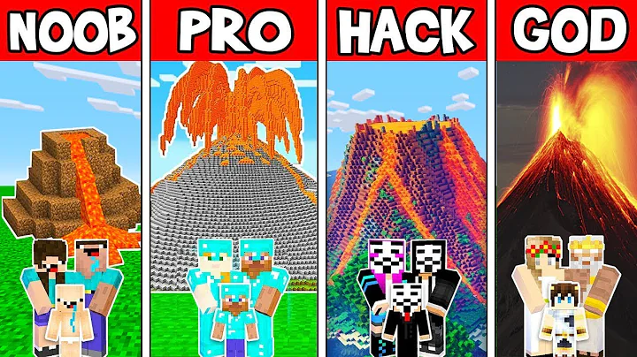 Minecraft: VOLCANO HOUSE BUILD CHALLENGE - NOOB vs PRO vs HACKER vs GOD Minecraft Animations
