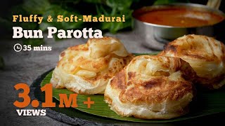 Bun Parotta Recipe | Madurai Bun Parotta | Most Famous Street Food | Parotta Recipes | Cookd