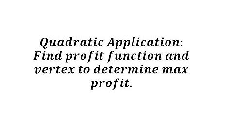 Quadratic Function App: Find Profit from Price-Demand (Vertex)