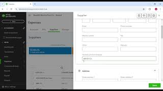 QuickBooks Online - Add New Supplier