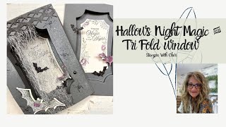 Hallows Night Magic Tri Panel Shimmer Spritz Spooky Card Stampin Up! screenshot 2