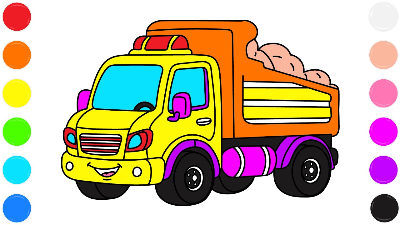 🚚 Раскраска с грузовиком для детей | Забавное и милое занятие по рисованию транспортных средств 🛻