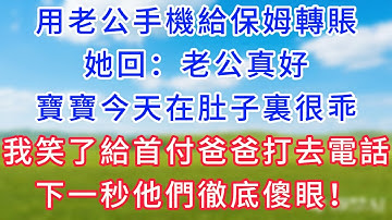 【爽文】用老公手機給保姆轉賬，她回：老公真好，寶寶今天在肚子裏很乖，我笑了給首付爸爸打去電話，下一秒他們徹底傻眼！#情感故事 #生活經驗  #為人處世  #老年生活#故事