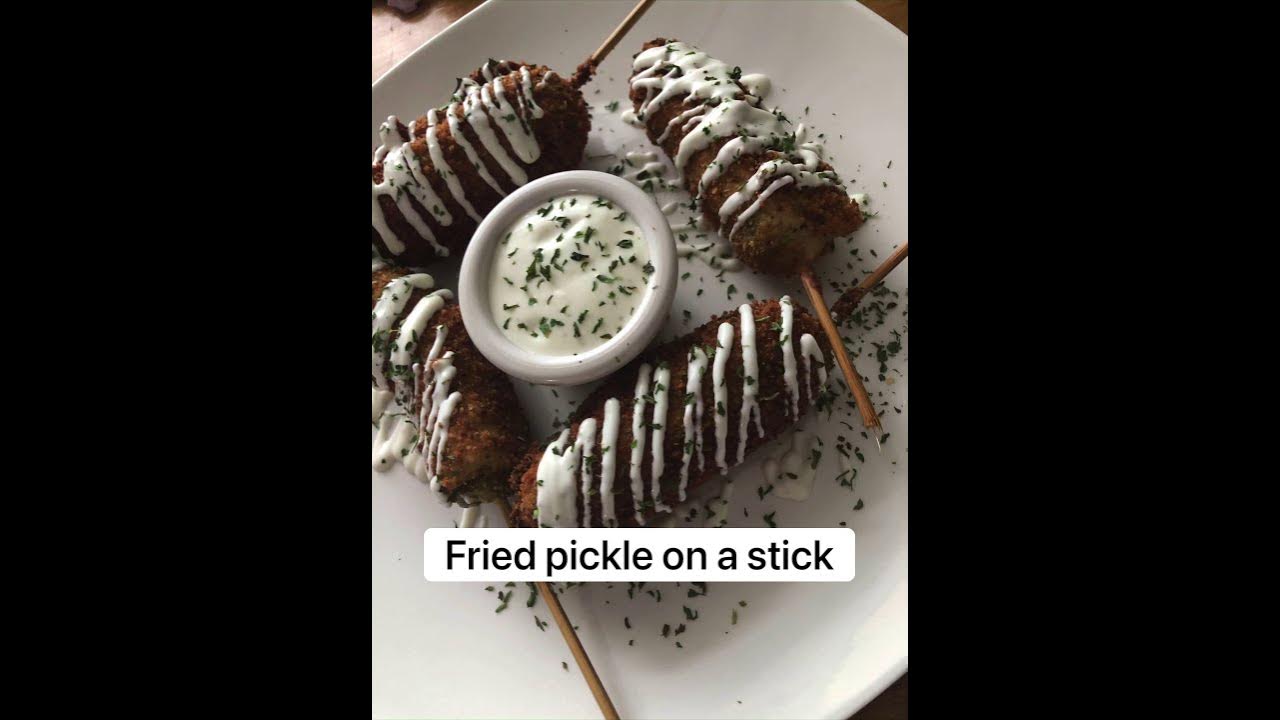 Fried pickle on a stick CRISPY must try how to make fried pickles