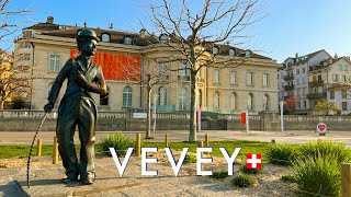 Vevey, Switzerland 4K - The famous Charlie Chaplin's town