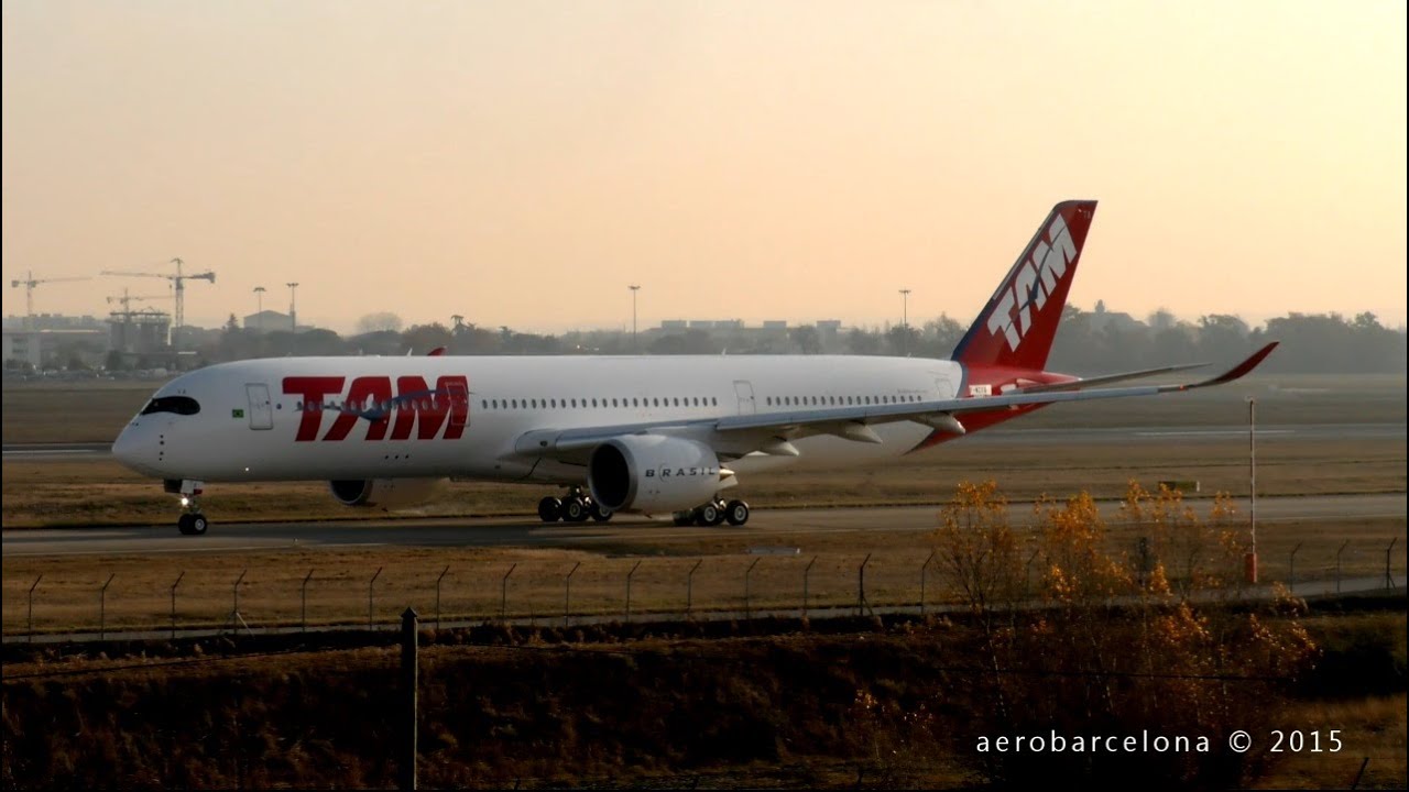 [FULL HD] TAM A350 XWB departing Toulouse-Blagnac