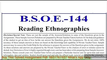 BSOE 144 Solved Assignment 2023-24 | BSOE 144 Solved Assignment 2023-2024 English PDF | BSOE  144