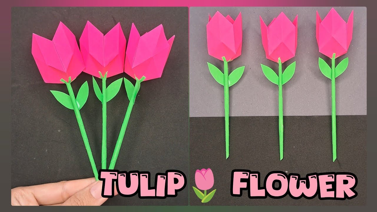 DIY Paper Tulip Flower 🌷 Easy Origami Step-by-Step Tutorial #short #shorts #shortsvideo #youtube 