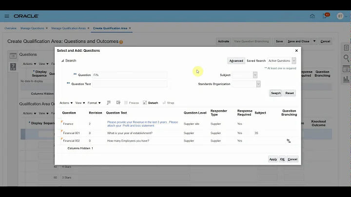 Fusion R13 SQM Questions and Qualification Area