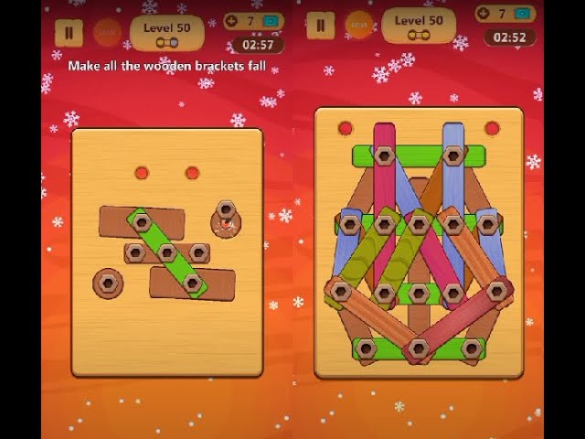 Wood Nuts & Bolts Puzzle - Level 50
