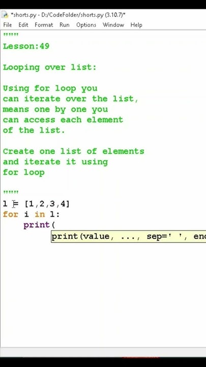 how to iterate over list using for loop in python #shorts #python # ...